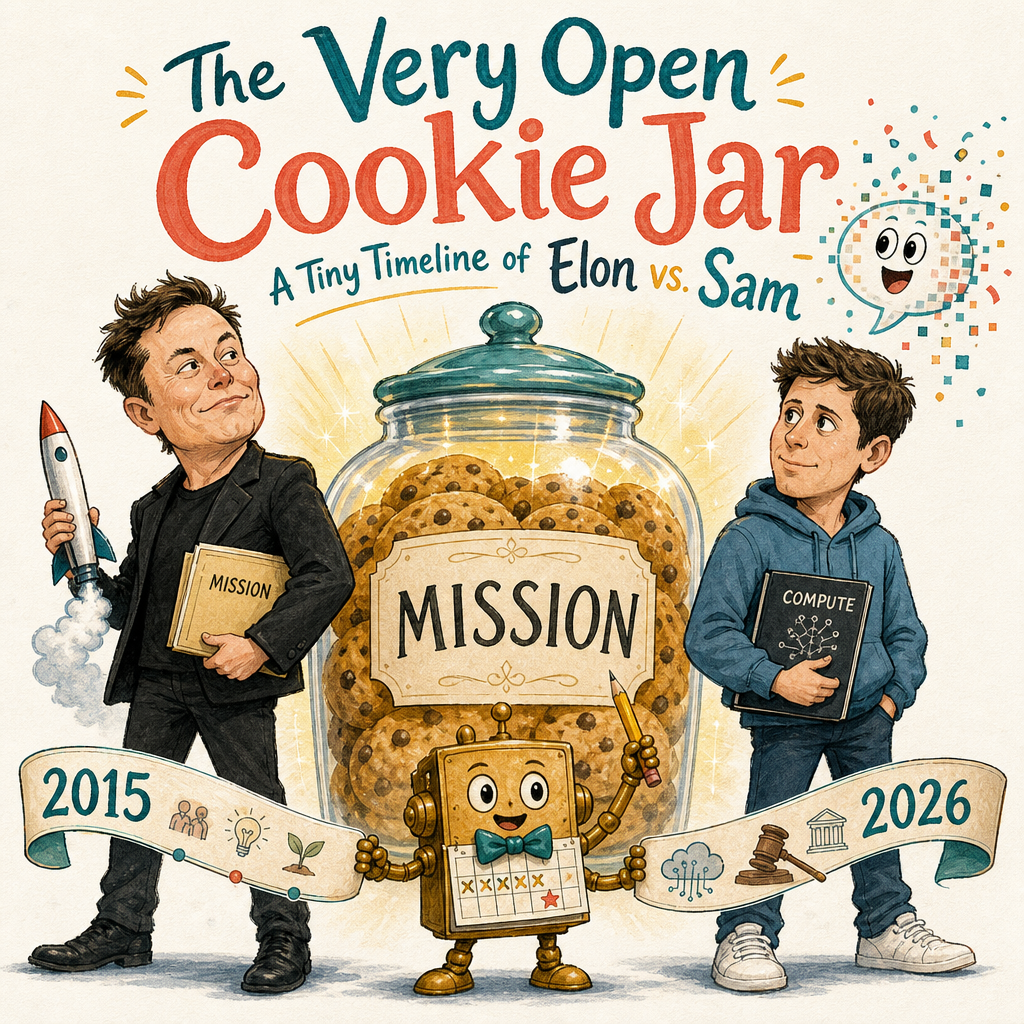 The Very Open Cookie Jar: A Tiny Timeline of Elon vs. Sam cover